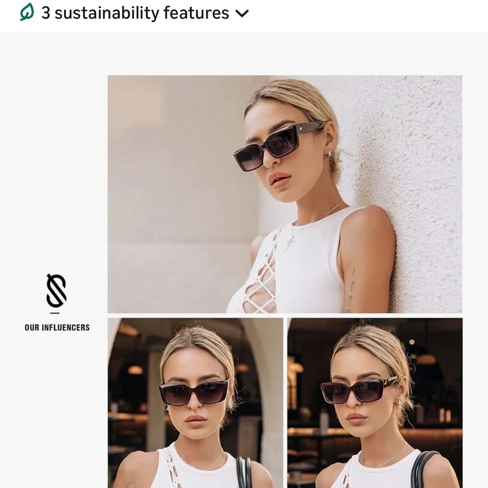 SOJOS Black Rectangle Women's Sunglasses